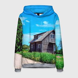 Толстовка-худи мужская Дом в деревне, цвет: 3D-меланж