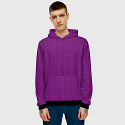Толстовка-худи мужская Ярко-фиолетовый однотонный с рисуноком, цвет: 3D-черный — фото 2