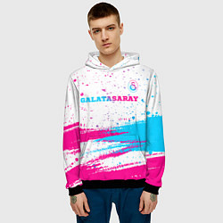 Толстовка-худи мужская Galatasaray neon gradient style посередине, цвет: 3D-черный — фото 2