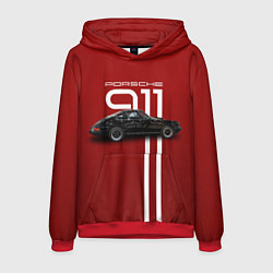 Толстовка-худи мужская Ретро автомобиль Porsche, цвет: 3D-красный