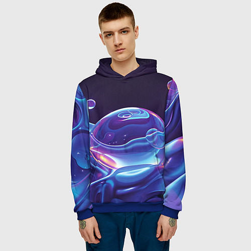 Мужская толстовка Космические мыльные пузыри / 3D-Синий – фото 3