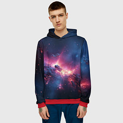 Толстовка-худи мужская Взрыв в космосе, цвет: 3D-красный — фото 2