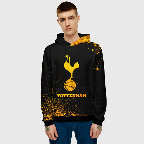 Мужская толстовка Tottenham - gold gradient / 3D-Черный – фото 3