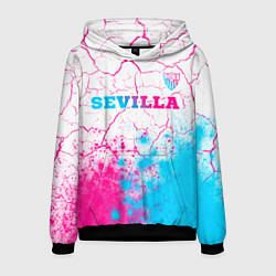 Толстовка-худи мужская Sevilla neon gradient style посередине, цвет: 3D-черный