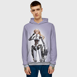 Толстовка-худи мужская Barbie cyberpunk - ai art fantasy, цвет: 3D-меланж — фото 2