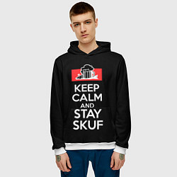 Толстовка-худи мужская Keep calm and stay skuf, цвет: 3D-белый — фото 2