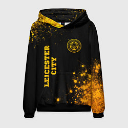 Толстовка-худи мужская Leicester City - gold gradient вертикально, цвет: 3D-черный