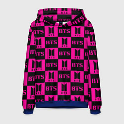 Толстовка-худи мужская BTS pattern pink logo, цвет: 3D-синий