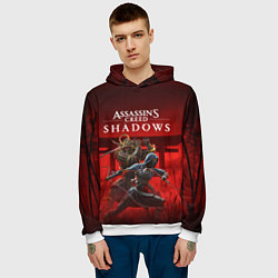 Толстовка-худи мужская Персонажи Assassins creed shadows, цвет: 3D-белый — фото 2