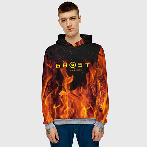 Мужская толстовка Ghost of Tsushima в огне / 3D-Меланж – фото 3