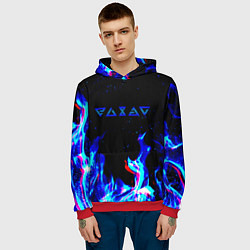 Толстовка-худи мужская The Witcher fire logo glitch, цвет: 3D-красный — фото 2