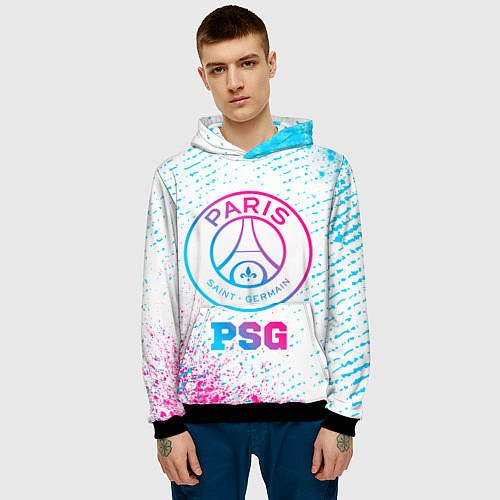 Мужская толстовка PSG neon gradient style / 3D-Черный – фото 3