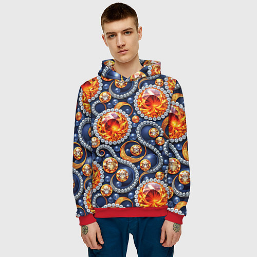Мужская толстовка Ювелирные украшение с золотом и бриллиантом паттер / 3D-Красный – фото 3