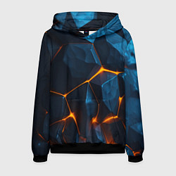 Толстовка-худи мужская Разлом плит с оранжевым свечением, цвет: 3D-черный