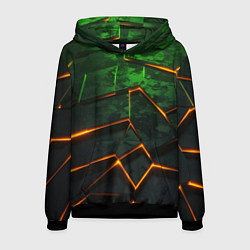 Толстовка-худи мужская Неоновая яркая геометрическая абстракция со светом, цвет: 3D-черный