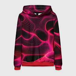 Толстовка-худи мужская Неоновая яркая геометрическая абстракция со светом, цвет: 3D-красный