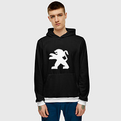 Толстовка-худи мужская Peugeot logo, цвет: 3D-белый — фото 2