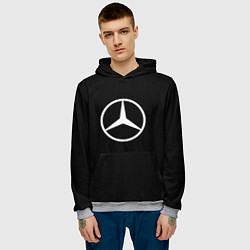 Толстовка-худи мужская Mercedes benz logo white, цвет: 3D-меланж — фото 2