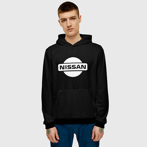 Мужская толстовка Nissan logo white / 3D-Черный – фото 3