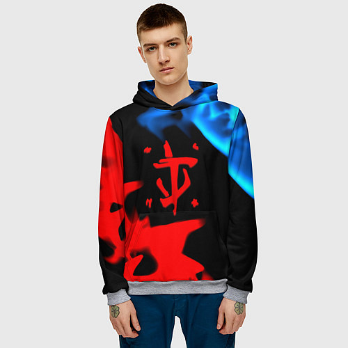 Мужская толстовка Doom logo битва огней / 3D-Меланж – фото 3