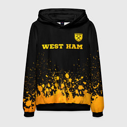 Толстовка-худи мужская West Ham - gold gradient посередине, цвет: 3D-черный