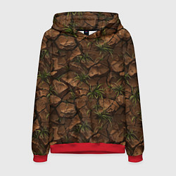 Толстовка-худи мужская Текстура элементаля земли, цвет: 3D-красный