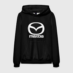 Толстовка-худи мужская Mazda logo white, цвет: 3D-черный