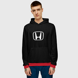 Толстовка-худи мужская Honda white logo, цвет: 3D-красный — фото 2