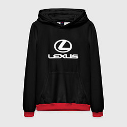 Толстовка-худи мужская Lexus white logo, цвет: 3D-красный