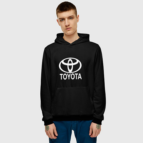 Мужская толстовка Toyota white logo / 3D-Черный – фото 3