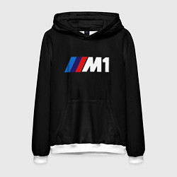 Толстовка-худи мужская BMW m1 logo, цвет: 3D-белый