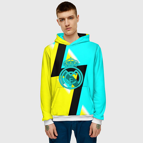 Мужская толстовка Real madrid fc geometry / 3D-Белый – фото 3