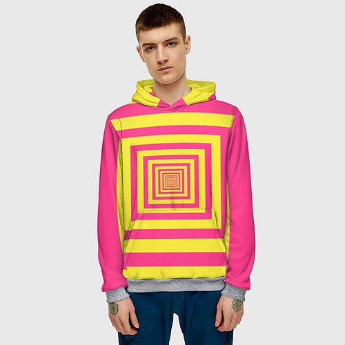 Мужская толстовка Желтые квадраты трансформация / 3D-Меланж – фото 3