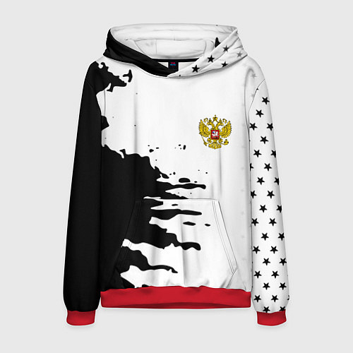 Мужская толстовка Россия герб звёзды в красках / 3D-Красный – фото 1