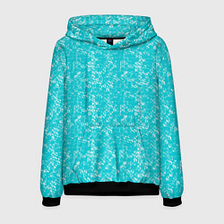 Толстовка-худи мужская Бело-голубой паттерн квадратики, цвет: 3D-черный