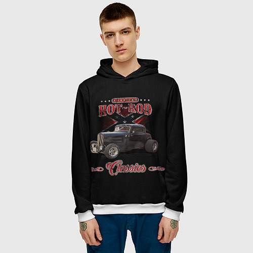 Мужская толстовка Классический хот-род / 3D-Белый – фото 3