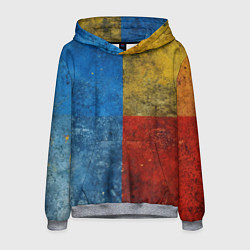Толстовка-худи мужская Синий жёлтый красный в крапинку, цвет: 3D-меланж