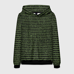 Толстовка-худи мужская Лесной зелёный полосатый, цвет: 3D-черный