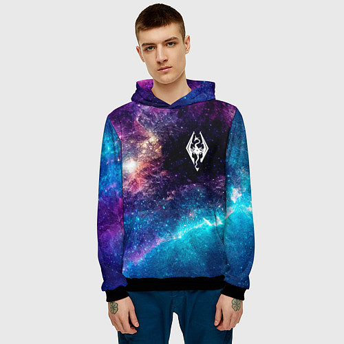 Мужская толстовка Skyrim space game / 3D-Черный – фото 3