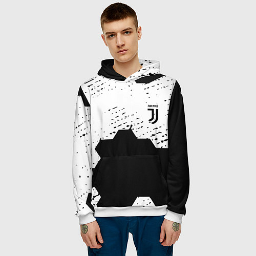 Мужская толстовка Juventus hexagon black sport / 3D-Белый – фото 3