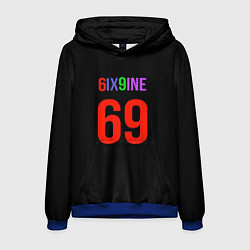 Толстовка-худи мужская 6ix9ine logo, цвет: 3D-синий