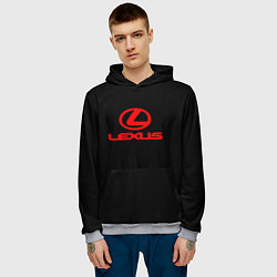 Толстовка-худи мужская Lexus red logo, цвет: 3D-меланж — фото 2