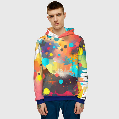 Мужская толстовка Акварельная абстракция - нейросеть / 3D-Синий – фото 3