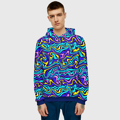 Мужская толстовка Psychedelic multicolored pattern / 3D-Синий – фото 3