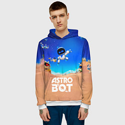 Толстовка-худи мужская Astro bot персонажи, цвет: 3D-белый — фото 2