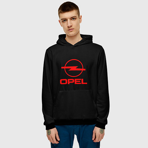 Мужская толстовка Opel red logo auto / 3D-Черный – фото 3