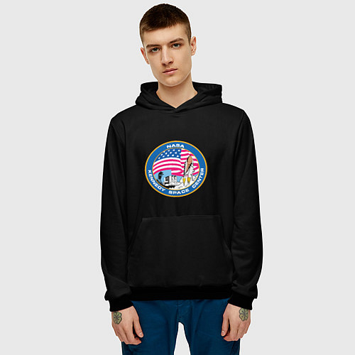 Мужская толстовка NASA usa logo / 3D-Черный – фото 3