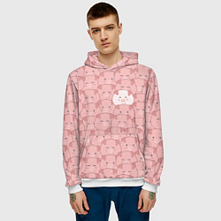 Толстовка-худи мужская Свинки паттерн, цвет: 3D-белый — фото 2