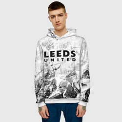 Толстовка-худи мужская Leeds United white graphite, цвет: 3D-белый — фото 2