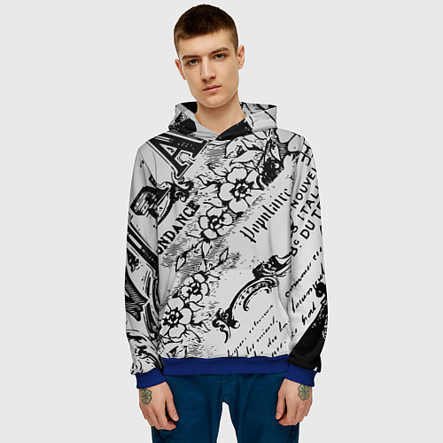 Мужская толстовка Старая газета / 3D-Синий – фото 3